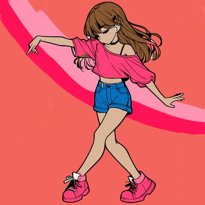 realistic girl danceing