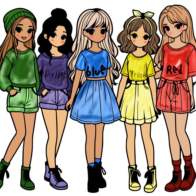 a group of five girls