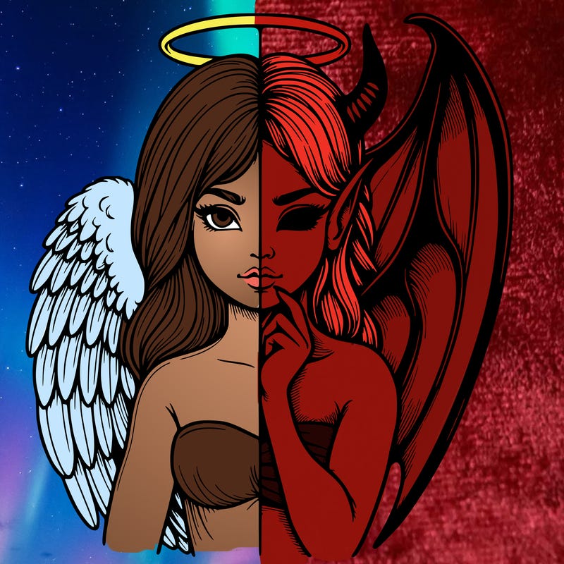 realistic angel half demon