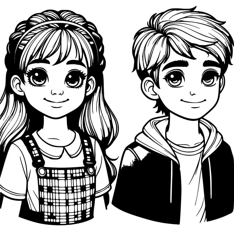 realistic girl and boy