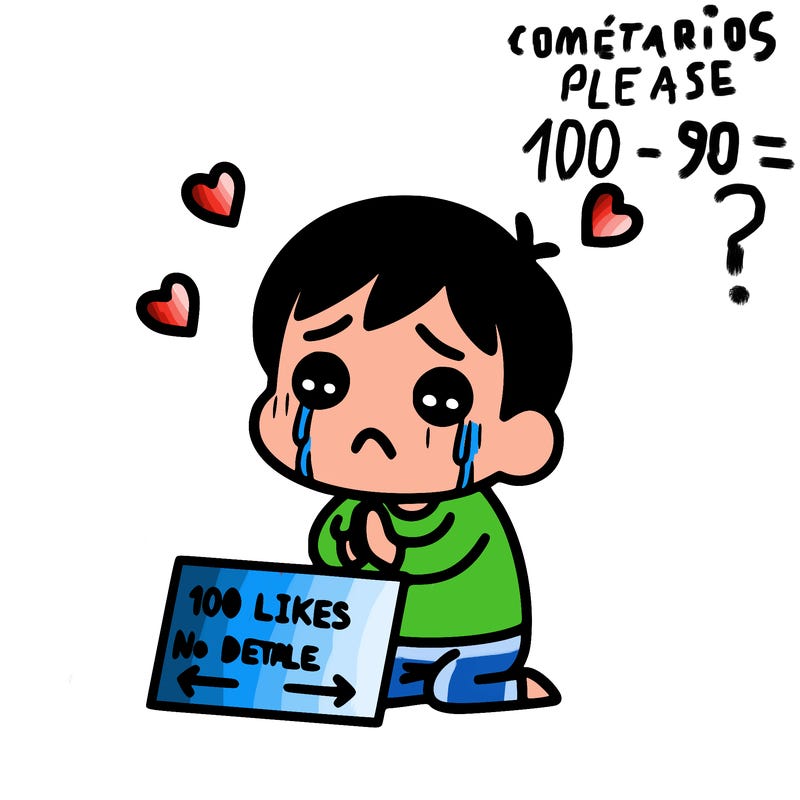 sad person begging for 100 likes