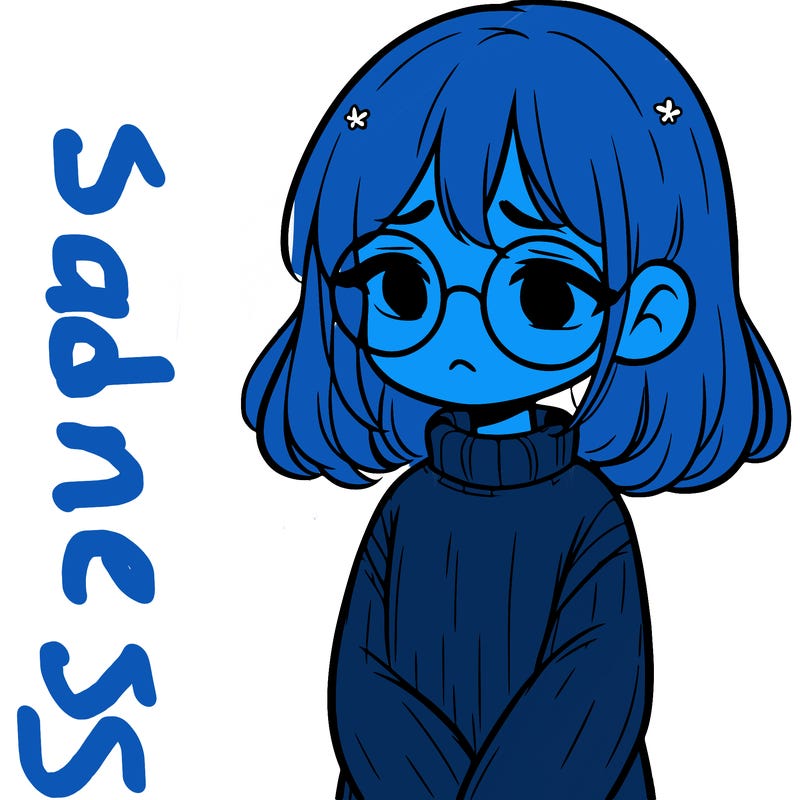 sad girl with glasses in a sweater