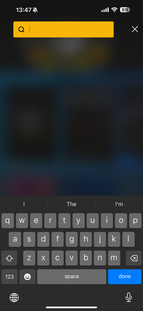 SBC+ - Search bar and keyboard on the SBC+ mobile app interface for finding Seychelles video content