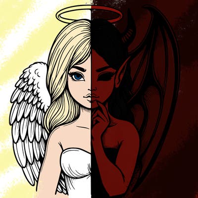 realistic angel half demon