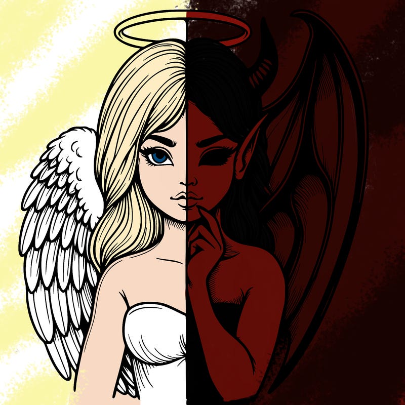 realistic angel half demon