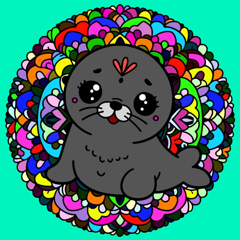 a cute baby seal mandala