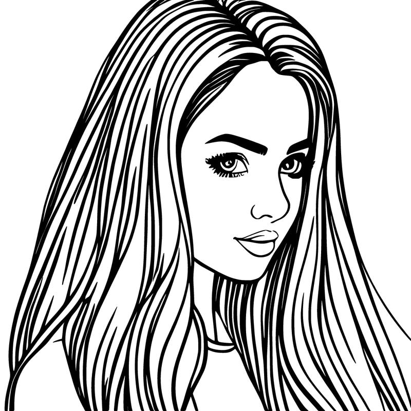 realistic girl with long hair