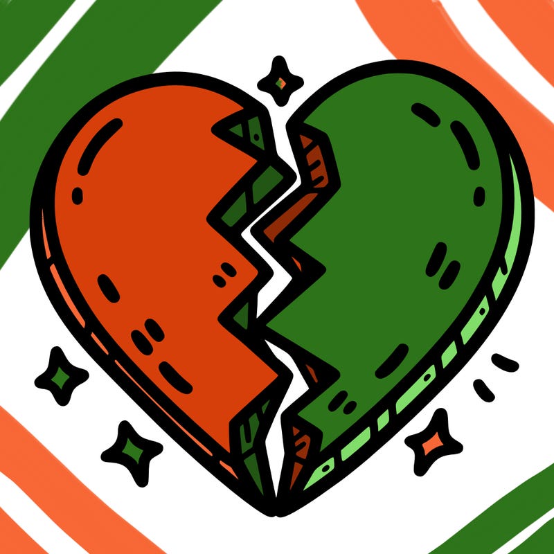 split in half heart