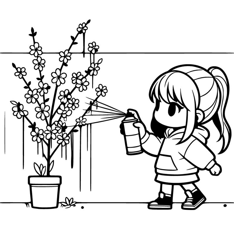 girl spring spray paint on a wall