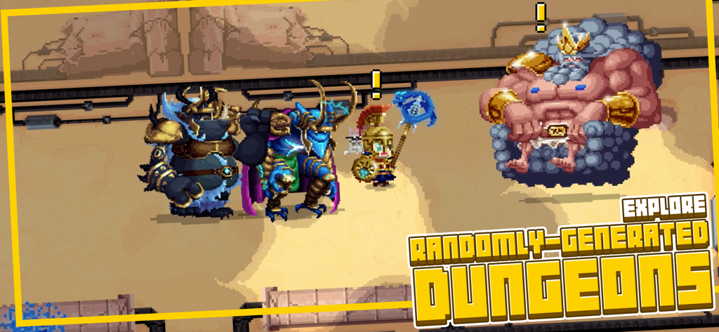 Heroes exploring randomly generated dungeons in Bit Heroes Quest