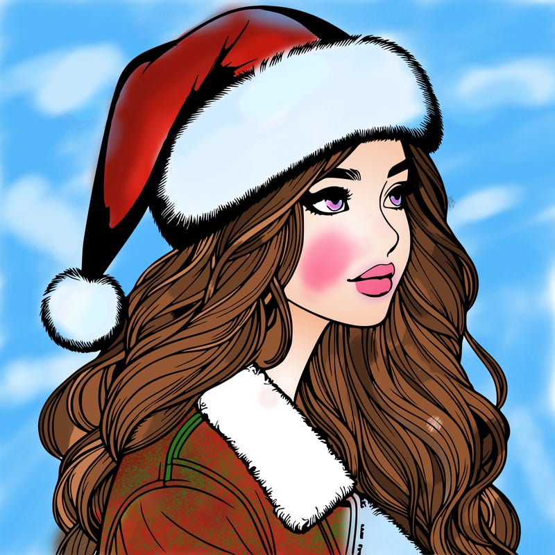 realistic girl in santa hat