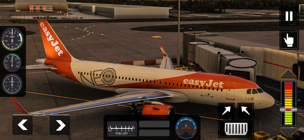 Flight Pro Plane Simulator 3d - Avión comercial estacionado en la puerta de una terminal del aeropuerto en Flight Pro Plane Simulator 3D