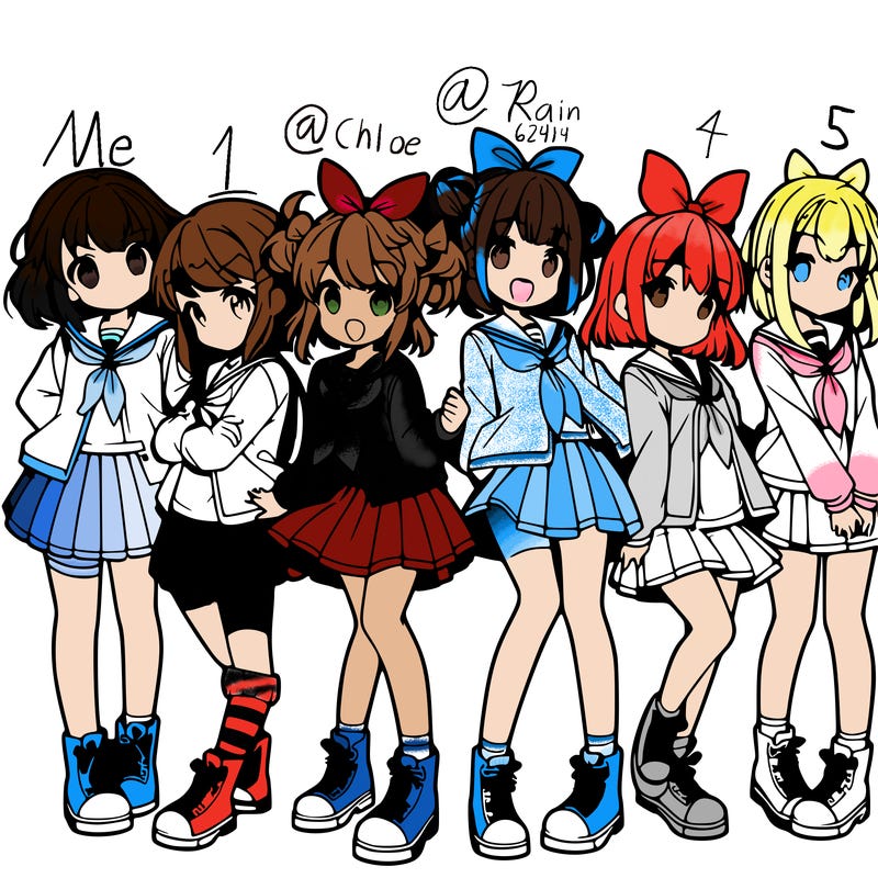 a group of young anime girls