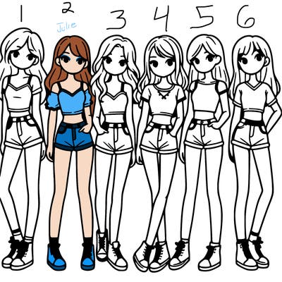 a group of girls wearing crop tops and shorts