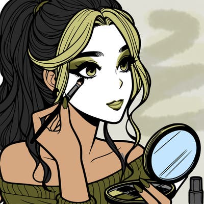 a realistic girl doing her makeup
