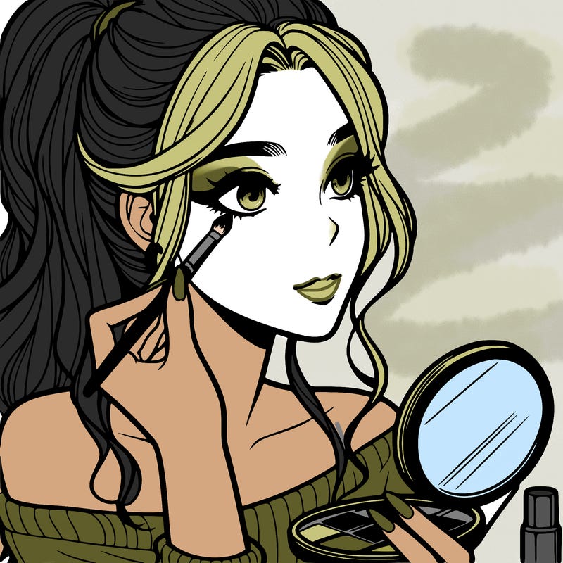 a realistic girl doing her makeup