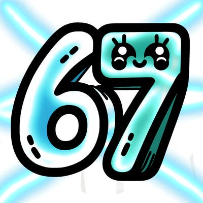 the numbers 67