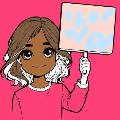 realistic girl holding up a sign