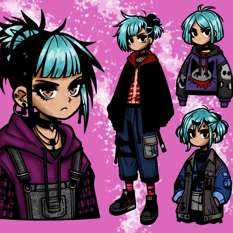 individual streetwear punk anime girl