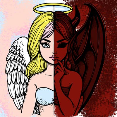 realistic angel half demon