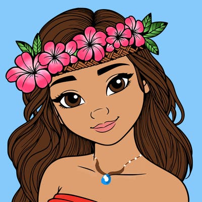 a realistic hawaiian girl with a head band of flowers on her head