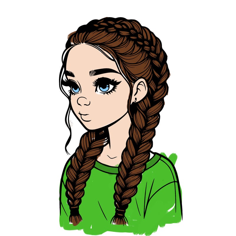 realistic girl with braids