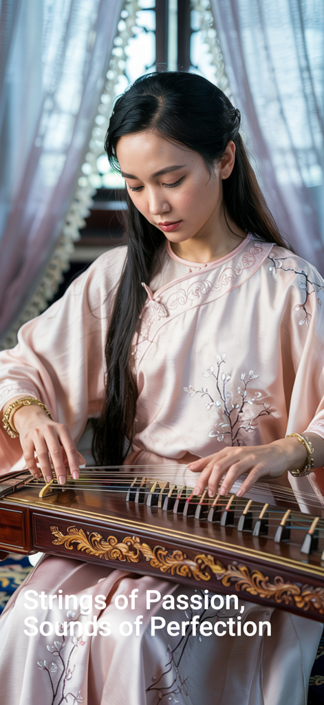 Koto Sim - A woman playing a traditional Japanese koto string instrument