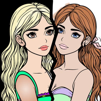 split realistic girl