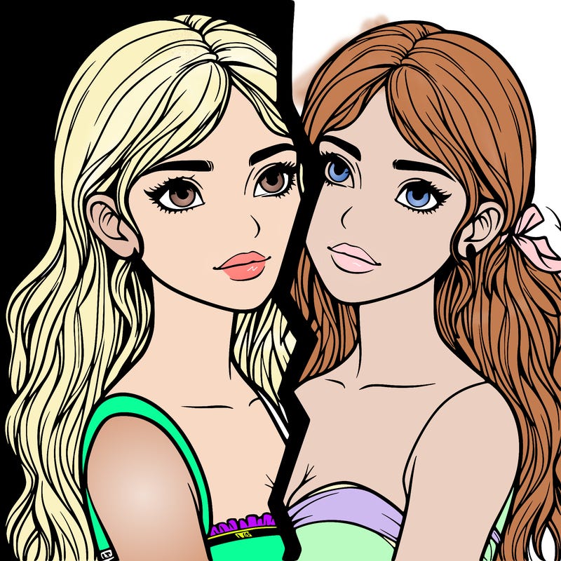 split realistic girl