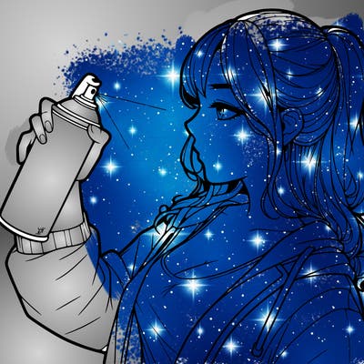 a realistic girl spray, painting