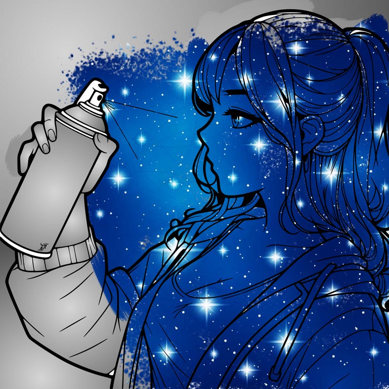 a realistic girl spray, painting