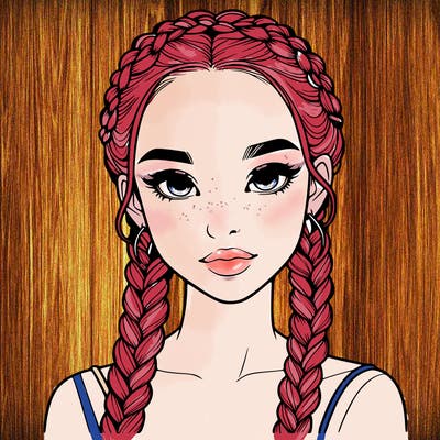 realistic girl with braids