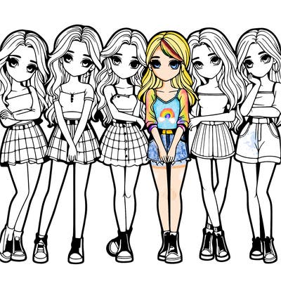a group of girls realistic