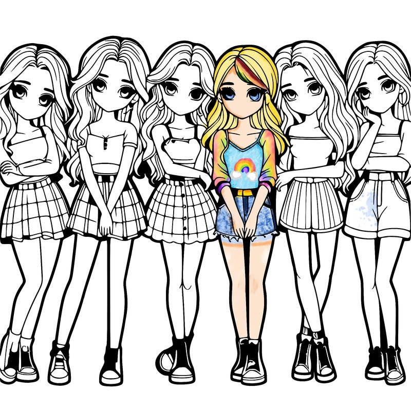 a group of girls realistic