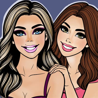 beautiful woman smiling best friends realistic