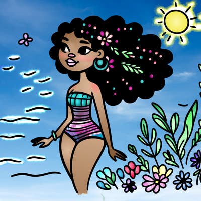 african woman in a swimsuit