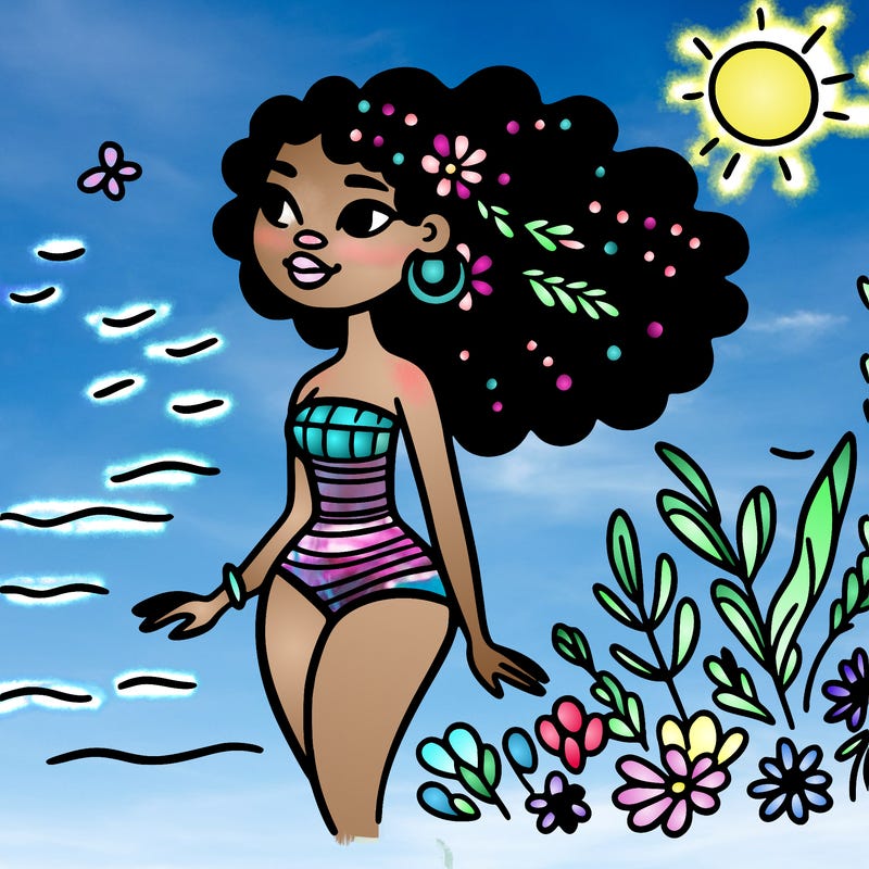 african woman in a swimsuit