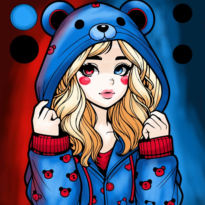 realistic girl in a animal pjs hoodie