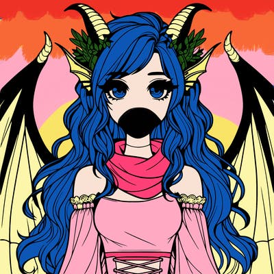 realistic girl with dragon wings horns and a tail