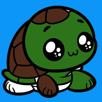 cute little animated turtle