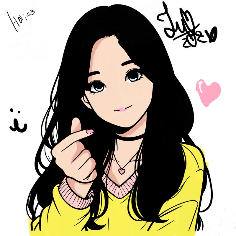 realistic girl making a korean heart