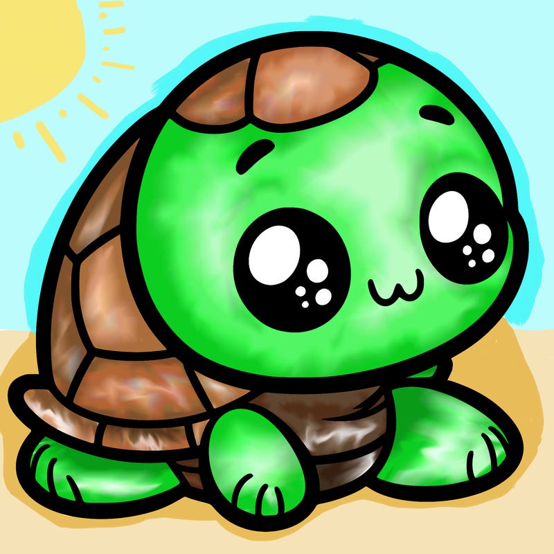 cute little animated turtle