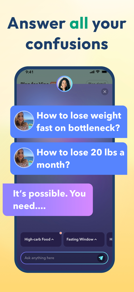 Intermittent Fasting - Litely - Litely app chat interface showing an AI coach answering weight loss and fasting questions