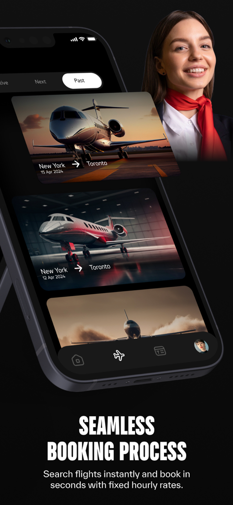 Jettly Private Jet Charter - Jettly mobile app interface displaying a seamless booking process for private jet charters