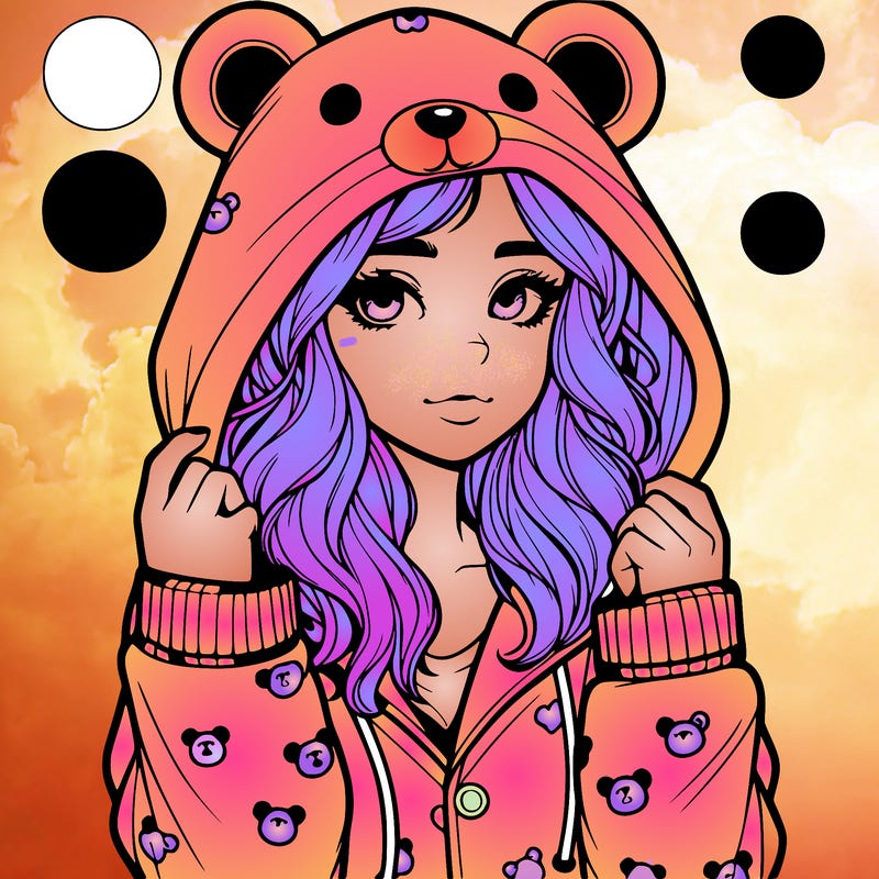 realistic girl in a animal pjs hoodie