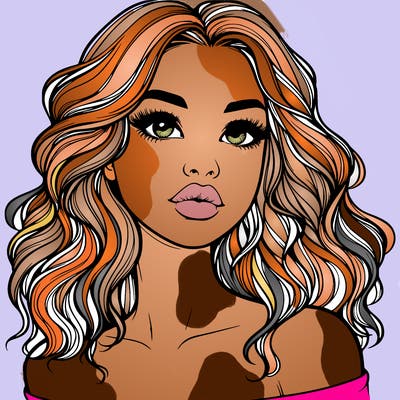 realistic girl with wavy hair and lips