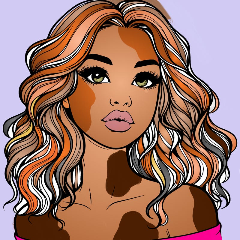 realistic girl with wavy hair and lips