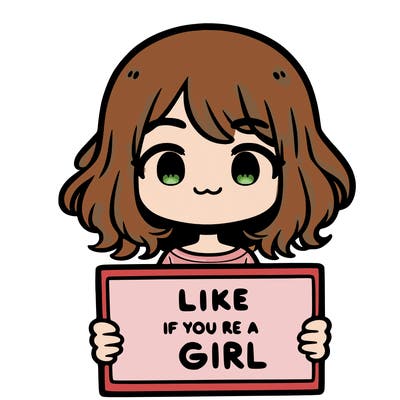a cute girl holding a sign that says like if you’re a girl