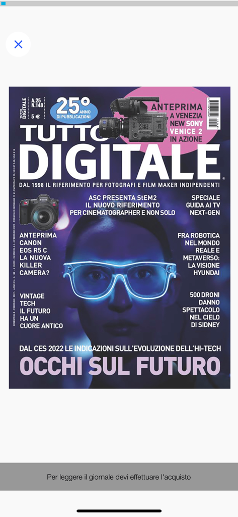 The front cover of the Tutto Digitale digital magazine featuring articles on photography and video technology.