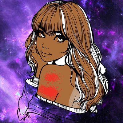 realistic girl with bangs looking over her shoulder